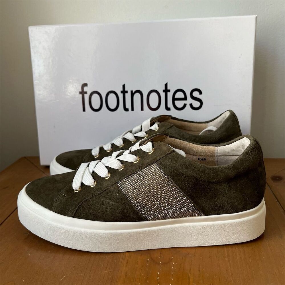 Footnotes Women's Yam Suede Olive Green Platform Sneakers Casual Lace-Up 6.5